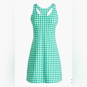 J Crew Active Dress in Green Gingham Print | Size XL